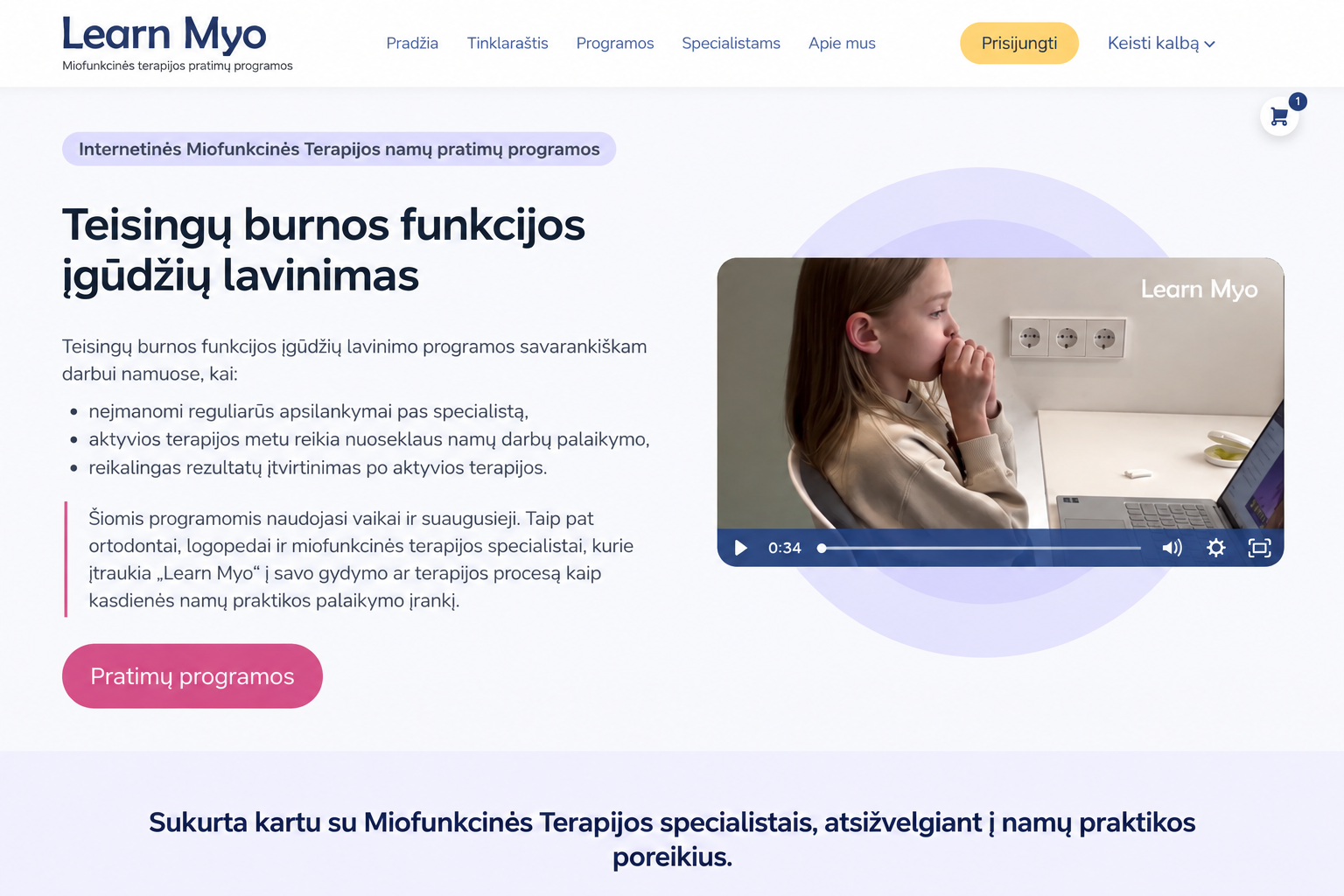 Learn Myo — digital myofunctional therapy platform interface