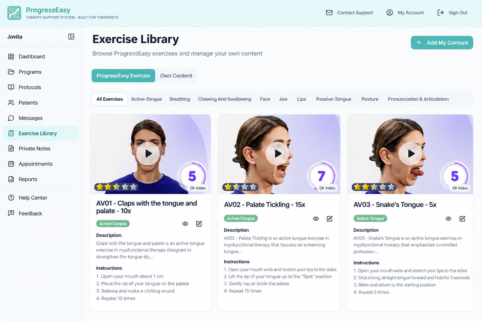 ProgressEasy — digital therapy support platform interface
