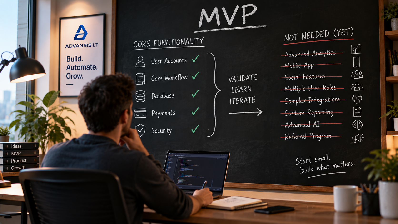 Product workflow planning across a desktop screen, tablet and printed interface sketches